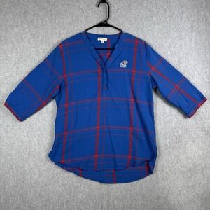 UG Apparel KU Jayhawks Plaid Shirt Womens Medium Button Down Tunic Long Sleeve